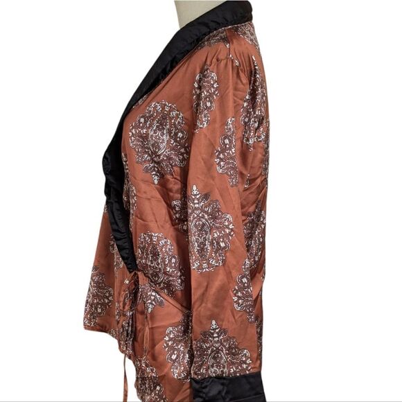 Club L London Brown and Black Satin Bed Jacket or Blouse - Picture 5 of 8